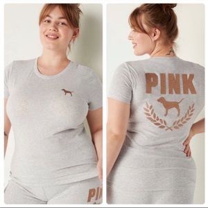 PINK by Victoria’s Secret Rose Gold Glitter Tee NWOT